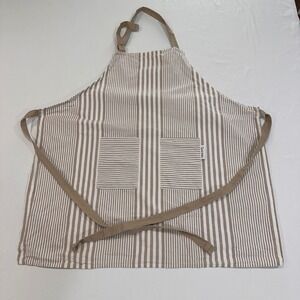 Sur La Table Striped Cotton Apron Womens OS Tan White Front Pockets | Chef Core